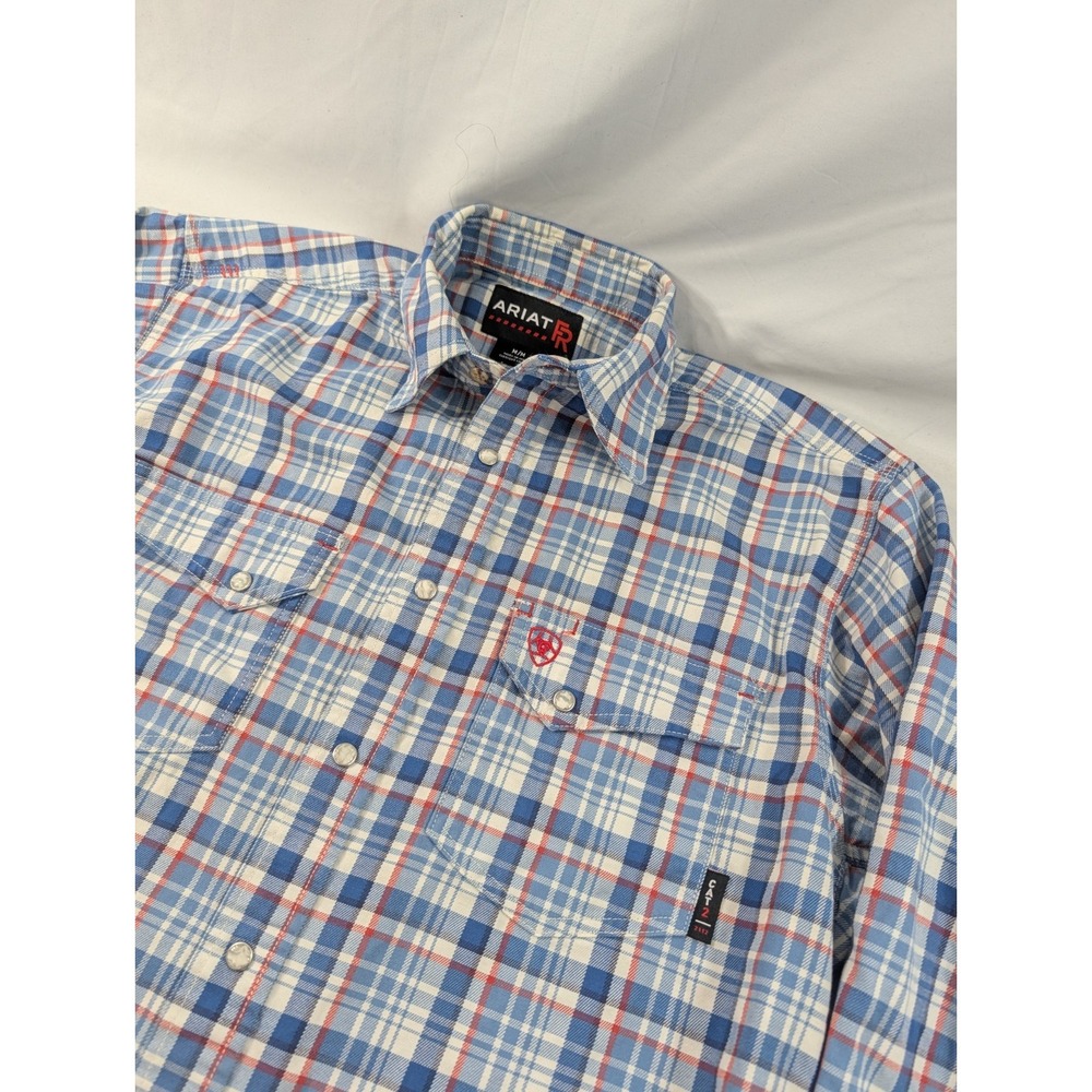Ariat FR Pearl Snap Flannel Shirt  M Multicolor Workwear Flame Resistant *Read
